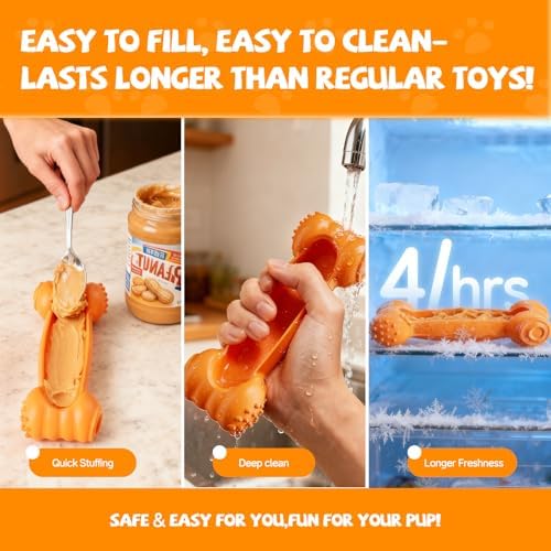 2-Pack Freeze Toys for Dogs Slow Feeder Lick Bone Indestructible Chew Toy - Image 6