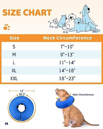 Supet Inflatable Dog Cone Collar for Large Medium Small Dogs, Soft Cone Collar for Dogs Cats, ECollar Doggie Neck Donut Dog Cone Alternative After Surgery - Image 6