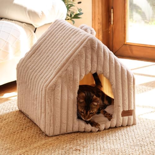FUKUMARU Cat Bed Cave, Enclosed Washable Covered Dog Bed with Support Frame - Image 6