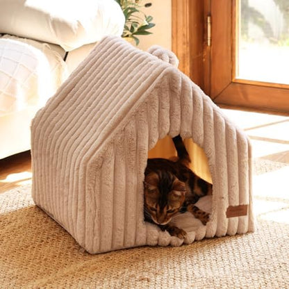 FUKUMARU Cat Bed Cave, Enclosed Washable Covered Dog Bed with Support Frame - Image 6
