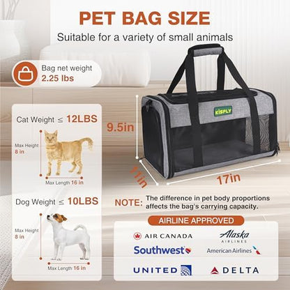 Foldable Cat Carrier 17"x11"x9.5", Soft-Sided Airline Travel Bag - Image 5
