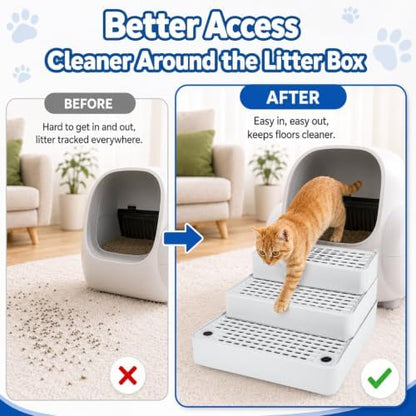 Adjustable 3 Step Litter Box Step, Cat Litter Box Ramp, Light Grey - Image 4