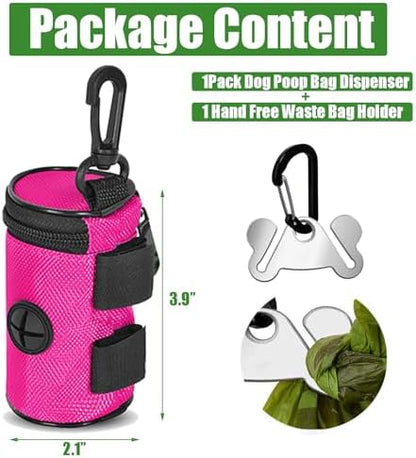 Dog Poop Bag Holder for Leash Attachment - Waste Bag Dispenser for Leash - Fits Any Dog Leash - Portable Set with Hand Free Holder Metal Carrier, Round Shape, Pink - Image 7