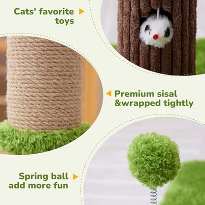Woochpet Funny Cat Scratching Posts Sturdy Scratcher Posts 33'' Green - Image 2