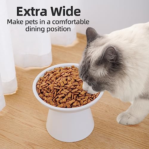 Ceramic Elevated Cat Food Bowls,6.2" Wide,2-Pack,White - Image 3