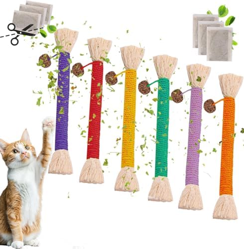 Bent Cat Rope Toy, Pet Chew Toys, Interactive Tease Toys for Cats and Kittens, Bite-Proof Playthings, Cotton Rope Kitten Toys Dental Care Stress Relief Pet Supplies (Medium 6 Pack) - Image 7