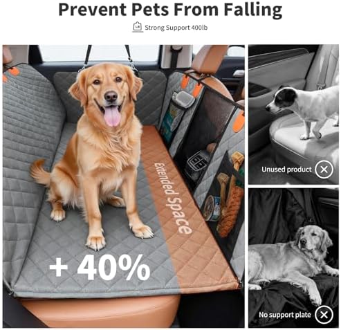 HOTEAGLE Dog Car Seat Cover with 3 Separate Hard Bottom Plates, Ideal for Car/SUV/Small Trucks, Car Seat Covers for Dogs Holds 400lbs, Grey - Image 2