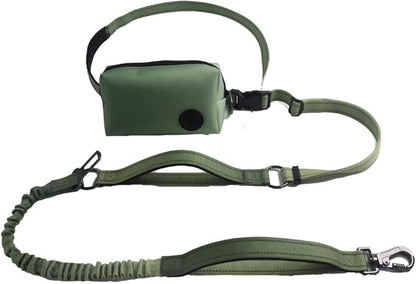 Hands Free Dog Leash for Large Medium Dogs Heavy Duty Bungee Reflective Adjustable Waist Leashes for Walking Running with Zipper Pouch 6-9FT (Green-1 with 6-9FT)