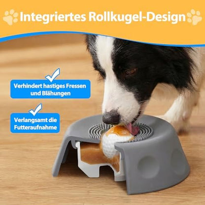 Slow Feeder Dog Bowls for Liquid Treat, Dog Lick Bowl for Anxiety Relief & Fast Eaters, Anti-Slip Ball-in Bone Broth, 5/6 Cup Pup Lick Toy for Peanut Butter Large Medium Small Pet Cats Gray - Image 4