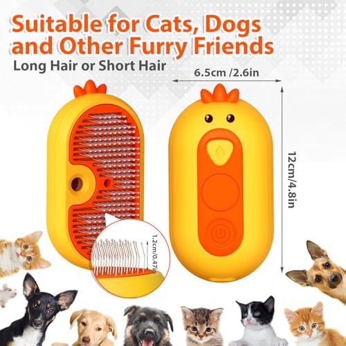 Cat Steam Brush with Release Button, 3 in 1 Pet Spray Water Comb - Image 5