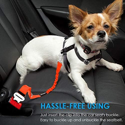 URPOWER 2 Pack Dog Seat Belt, Retractable Dog Car Harness Adjustable Pet Safety Belt with Elastic Bungee Buffer, Heavy Duty & Durable & 360 Degree Swivel Dog Seatbelts - Image 6