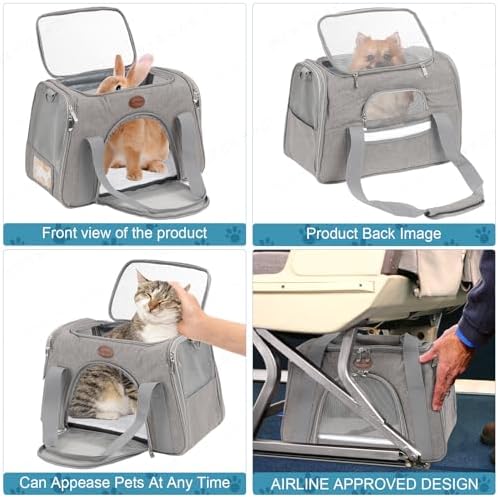 Cat Carrier Dog Carrier Pet Carriers for Medium Small Cats Dogs Puppies up to 15 Lbs,TSA Airline Approved Small Dog Cat Carriers Soft Sided,Collapsible Travel Puppy Carrier (Grey, Medium) - Image 4