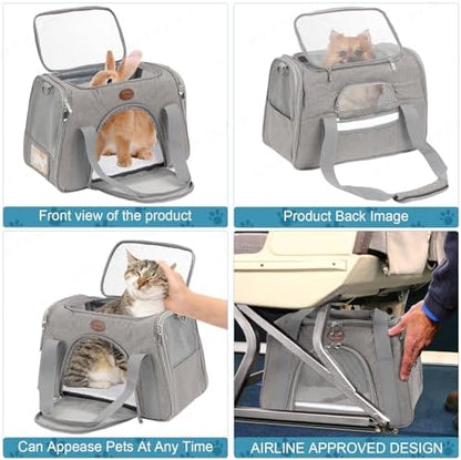 Cat Carrier Dog Carrier Pet Carriers for Medium Small Cats Dogs Puppies up to 15 Lbs,TSA Airline Approved Small Dog Cat Carriers Soft Sided,Collapsible Travel Puppy Carrier (Grey, Medium) - Image 4