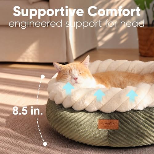 FUKUMARU Cute Round Cat Bed, Calming Donut Small Dog Beds, Washable - Image 3