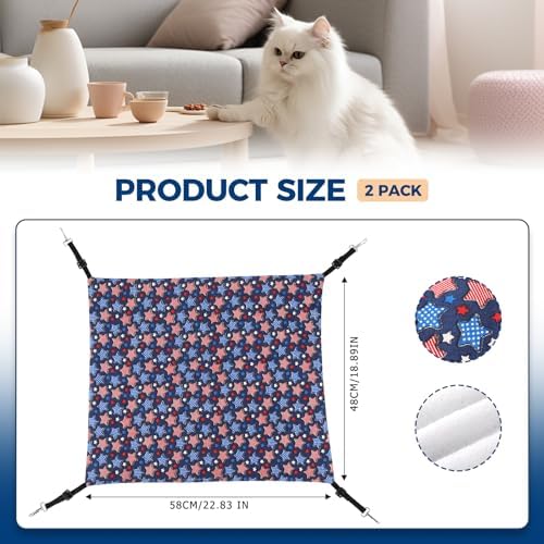 Admaison Cat Hammock for Cage Hanging Reversible 2Pack,Pet Hammock Bed Adjustable,Soft Sleeping Hammock for Cats,Ferret,Puppy,Rabbits,Small Animals (L, Stars) - Image 3
