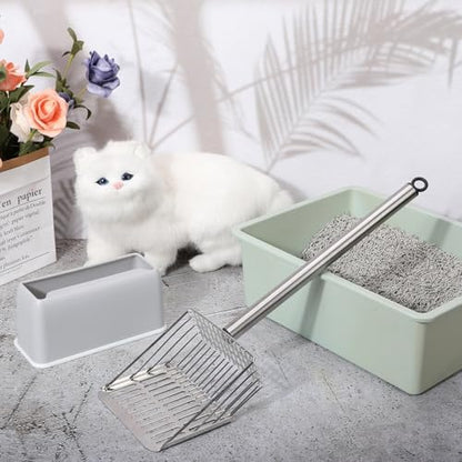 Tioncy Metal Cat Litter Scoop with Holder 17.5 Inch Long Handle Cat Scooper for Litter Box Deep Cat Fast Sifter Shovel Stainless Steel Cat Litter Sifter Scoop Pet Scooper for Kitten Cat Dog Poop - Image 6