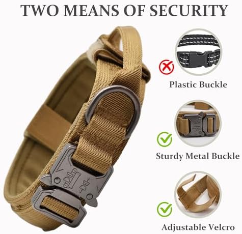 Tactical Dog Collar, Adjustable Military Training Nylon Collar, Brown XXL - Image 4