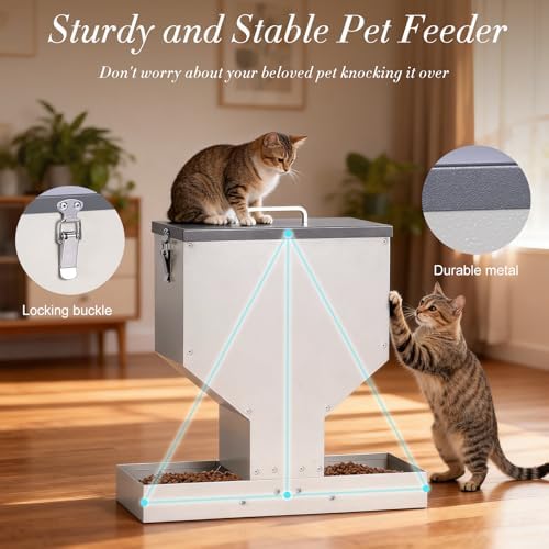 Automatic Cat Feeder 2 Cats Gravity Dual Cat Food Dispenser - Image 3