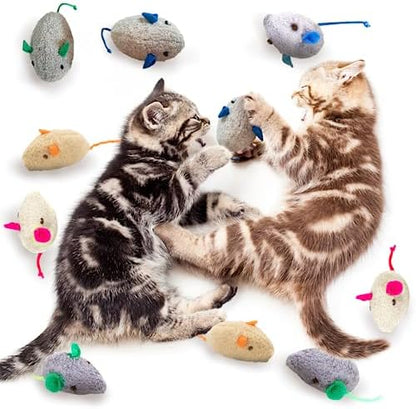 SunGrow Cat Catnip Mice Toys, Furry Plush for Hunting and Pouncing Instinct, 2”, Interactive, Encourages Agility, Coordination, Fun for Hours, Multicolor, 10 Pcs per Pack - Image 2