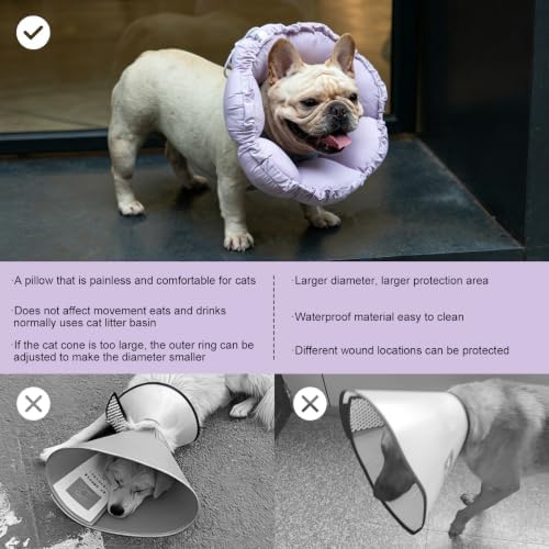 H HIDREAM Dog Cone Collar Stress-Free Recovery Cone Alternative: Adjustable Depth & Diameter for Wide-Neck Dogs (Pugs, Bulldogs, Bullies) Purple Flower XL-B - Image 6