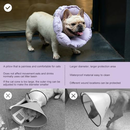 H HIDREAM Dog Cone Collar Stress-Free Recovery Cone Alternative: Adjustable Depth & Diameter for Wide-Neck Dogs (Pugs, Bulldogs, Bullies) Purple Flower XL-B - Image 6