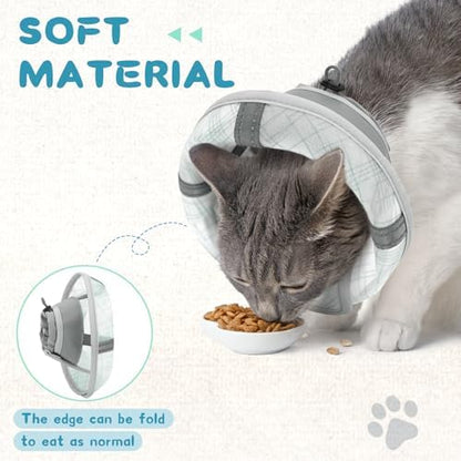 Supet Cat Cone Collar Soft, Air Mesh Recovery Collar to Stop Licking, Breathable Neck Cone Alternative, Lightweight Cat Head Cone Anti Scratch (Green,S) - Image 3