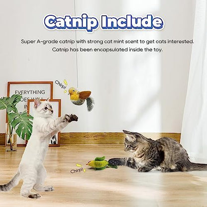 LEWISER Cat Toys Chirping Tit 2 Pcs with Catnip SilverVine, Suitable for Cat Wand Toys, Simulation Bird Design, Interactive Toys for Indoor Kitty Kitten Exercise, Green and Ground - Image 5
