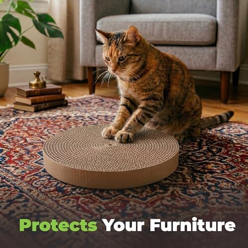 Catify Spin n' Scratch Cat Scratch Pad Refill - Round, 3-Pack - Image 5