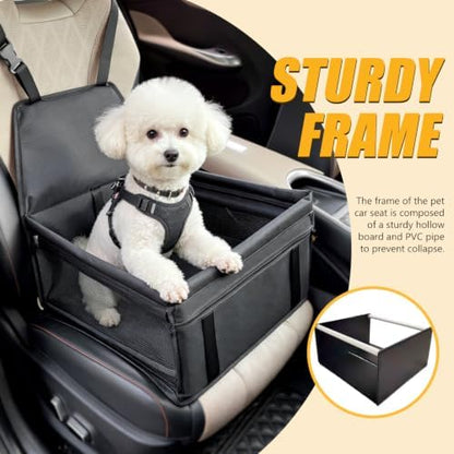 Pet Dog Booster Seat, Upgrading the Framed wall to Prevent Collapse，Breathable and Foldable Pet Car Basket，Removable andWashable pet car seat - Image 2
