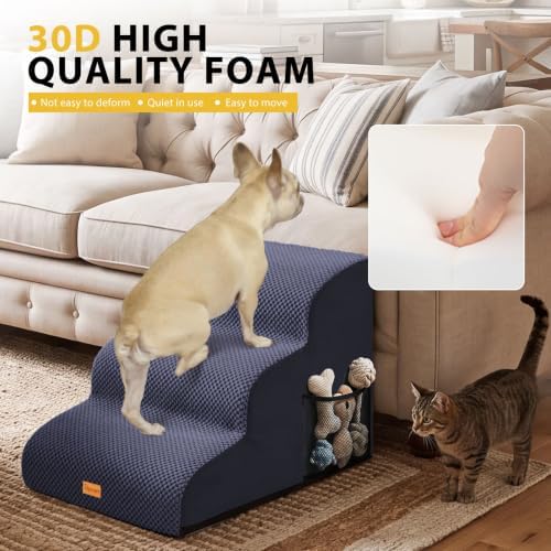 Dog Stairs for Small Dogs, 3-Step Non-Slip Foam Pet Steps for Couch Bed - Image 6