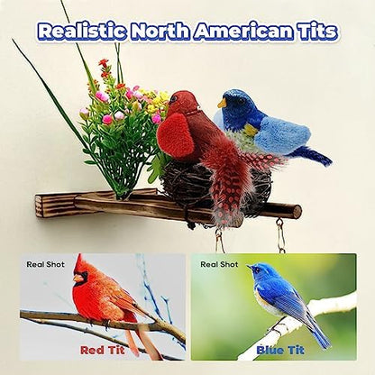 LEWISER Cat Toys Chirping Tit 2 Pcs with Catnip SilverVine, Suitable for Cat Wand Toys, Simulation Bird Design, Interactive Toys for Indoor Kitty Kitten Exercise, Red and Blue - Image 2