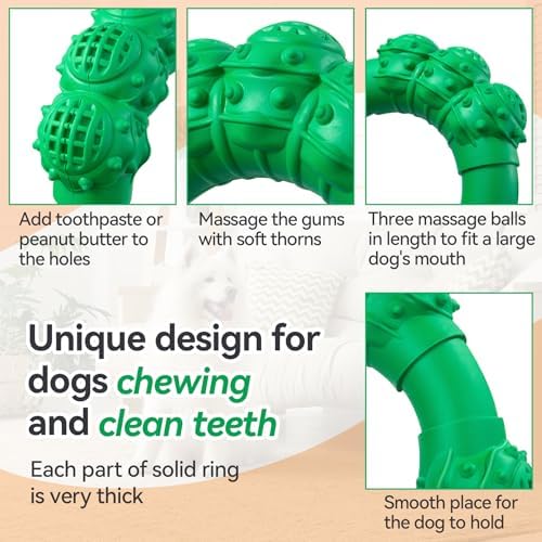 Indestructible Dog Chew Toys for Aggressive Chewers, Super Dog Chewer Toys for Medium Large Dogs, Interactive Dogs Ring Toy, Heavy Duty Teething Toys - Image 4