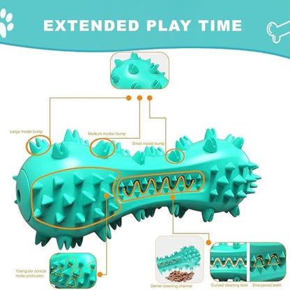 Dog Teeth Cleaning Toy for Training, Playing, Chewing - Squeaky Toys for Aggressive Chewers - Toothbrush Stick Bone for Medium Large Dogs (Blue) (Pack of 2) - Image 4