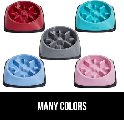 GORILLA GRIP Patented BPA Free Slow Feeder Dog Bowls, Interactive Puzzle Toy for Dogs and Cats Food Training Enrichment, Keeps Pets Busy and Prevents Puppy Overeating, All Breeds, 2 Cup, Turquoise
