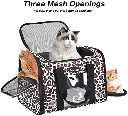 Petmolico Cat Carrier Soft-Sided Airline Approved, Medium, Medium, Leopard - Image 3