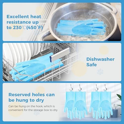 Pet Grooming Gloves, Dog Washing Gloves with Silicone Teeth, Dog Bathing Shampoo Brush, Heat Resistant Five-Finger Design for Bathing, Massaging, Hair Removal, Suitable for Dogs and Cats - Image 6