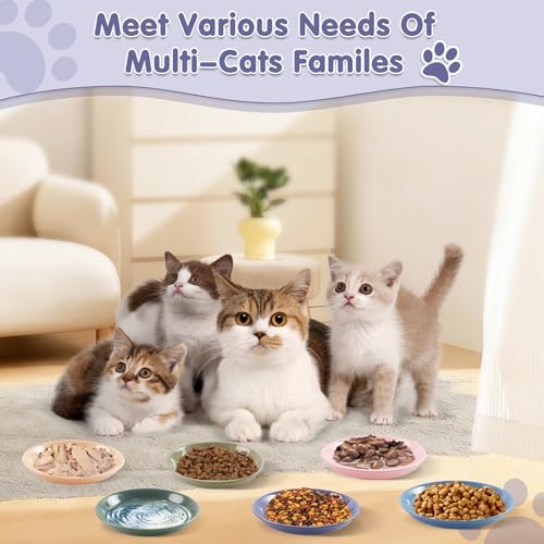 6 Pack Cat Food Bowl, Ceramic Cat Bowls, Anti Whisker Fatigue Cats Bowl Set - Image 4
