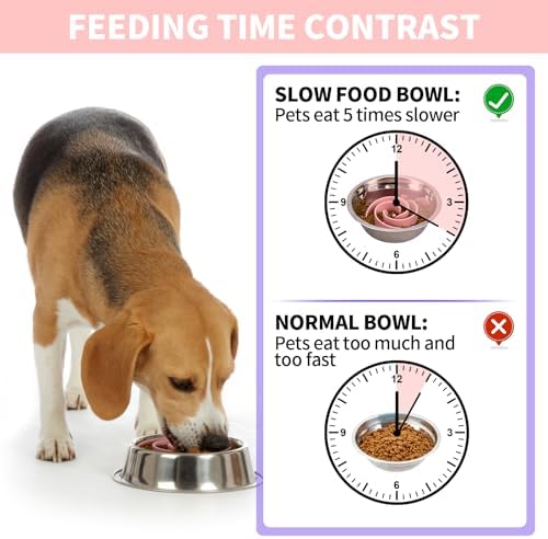 Slow Feeder Dog Bowls Insert, Bestalk Soft Silicone Slow Eating Feeder Insert with Suction Cups for Small, Medium and Large Dogs, Fit into Basic and Elevated Dog Bowls, Pink - Image 2