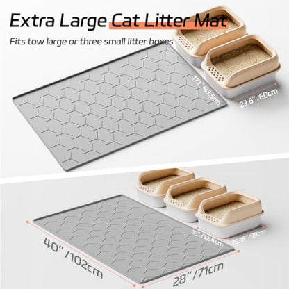 Bulkniu Silicone XL Cat Litter Mat, 28"X40", Raised Edge Waterproof, Grey - Image 5