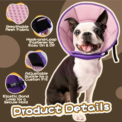 Allroaring Adjustable Dog Cone for Spay, Comfy Recovery Collar Purple L - Image 3