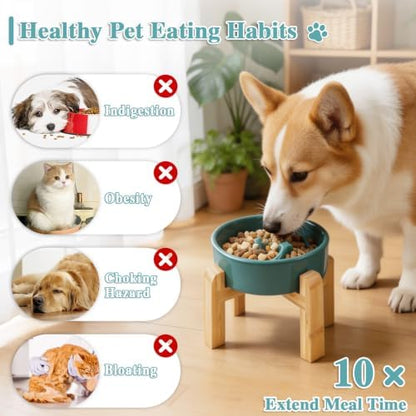 6.3” Elevated Slow Feeder Dog Bowls,Ceramic Slow Feeder Dog Bowl with Stand - Image 5