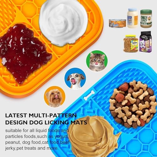 2 PCS Lick Mat for Dogs, Slow Feeder Licking Mat, Anxiety Relief Lick Pad with Suction Cups for Peanut Butter Food Treats Yogurt, Pets Bathing Grooming Training Calming Dog Bowl Mat - Image 3