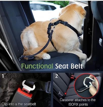 VavoPaw Dog Seat Belt, Safety Vest Dog Car Harness with Adjustable Buckle Dog Seat Belt for Vehicle Nylon Pet Safety Seat Belts Heavy Duty(XXL, Magenta)