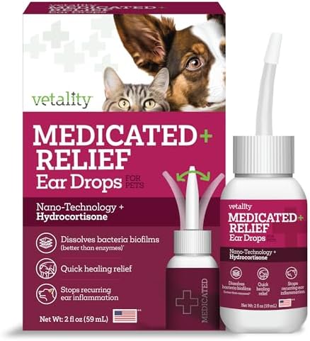Vetality Medicated Otic Drops for Dog Ear Infection Treatment, 2 fl oz by VetalityPetProducts