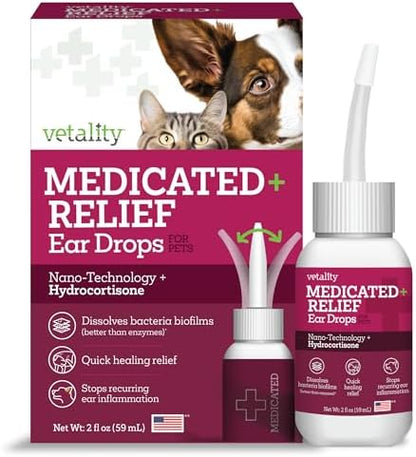 Vetality Medicated Otic Drops for Dog Ear Infection Treatment, 2 fl oz by VetalityPetProducts