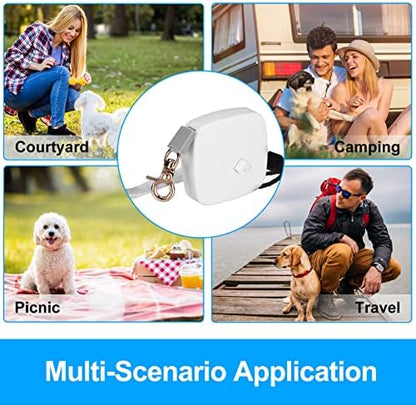 Retractable Dog Leash for Small Dogs Cats up to 11lbs with 6.5ft Anti-Pull Strong Nylon Tape, Hands Free, Mini and Portable Walking Leash with Wrist Strap, One-Hand Brake, White Square - Image 5