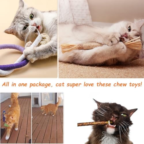Cat Toys Chew Ropes, Silvervine Sticks Catnip Rope Toys with Refillable Natural Catnip for Cats Dental Care, Safe Teeth Cleaning Toy for Indoor Cat Kitty Kicker Toy Interactive Catnip Kitty Toys - Image 5