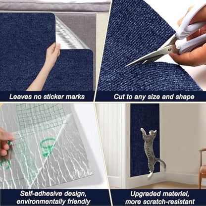 Cat Scratching Mat, 118.5"x15.9" Trimmable Self-Adhesive Cat Scratch Carpet, Couch Protector from Cats Claws, Furniture Corner Protectors for Cats, Indoor Furniture Protection for Chair (Dark Blue) - Image 6