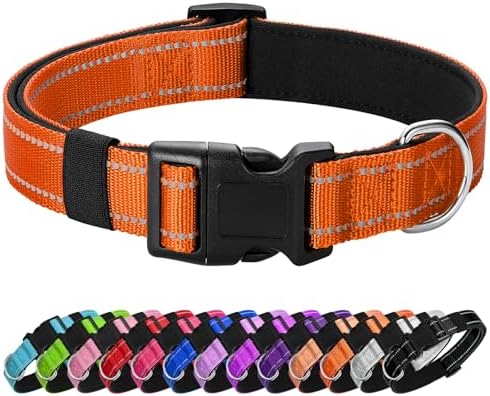 Reflective Dog Collar, Adjustable Nylon for Large Dogs,Orange by Penseepet