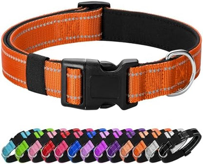 Reflective Dog Collar, Adjustable Nylon for Medium Dogs,Orange by Penseepet